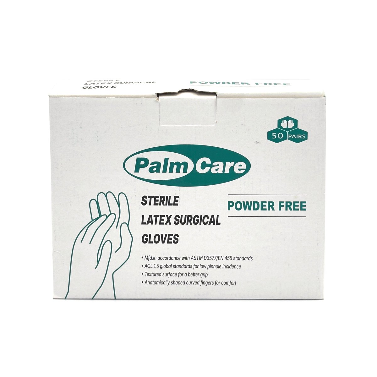 Sterile Surgical Gloves -7.5 Latex ,Powder Free Disposable - Polymer Coated -PALM CARE 50 Pair/Box 