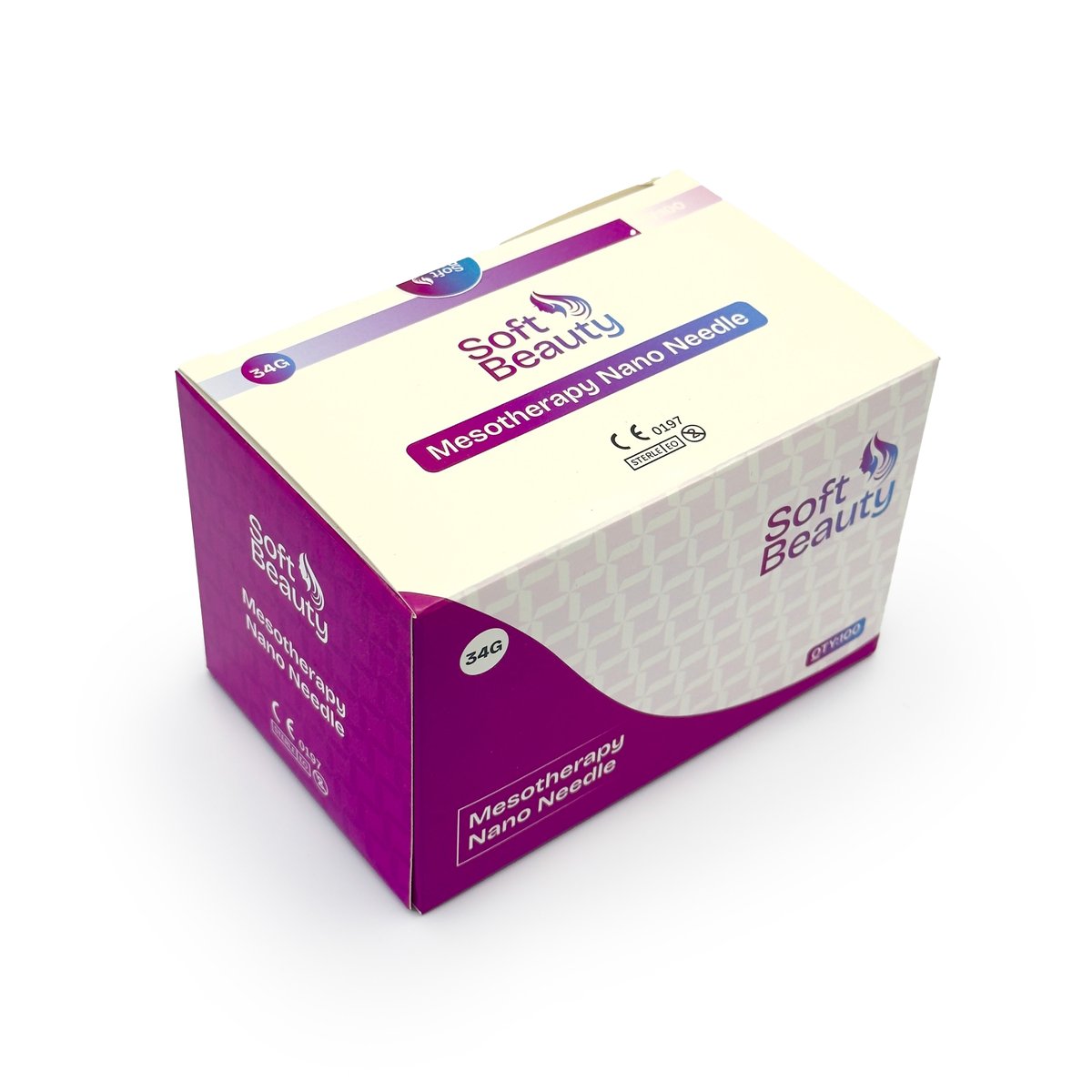 Mesotherapy nano needles /Derma Nano Needles Disposables  ( 100/Box)-  34Gx4mm-Soft Beauty 