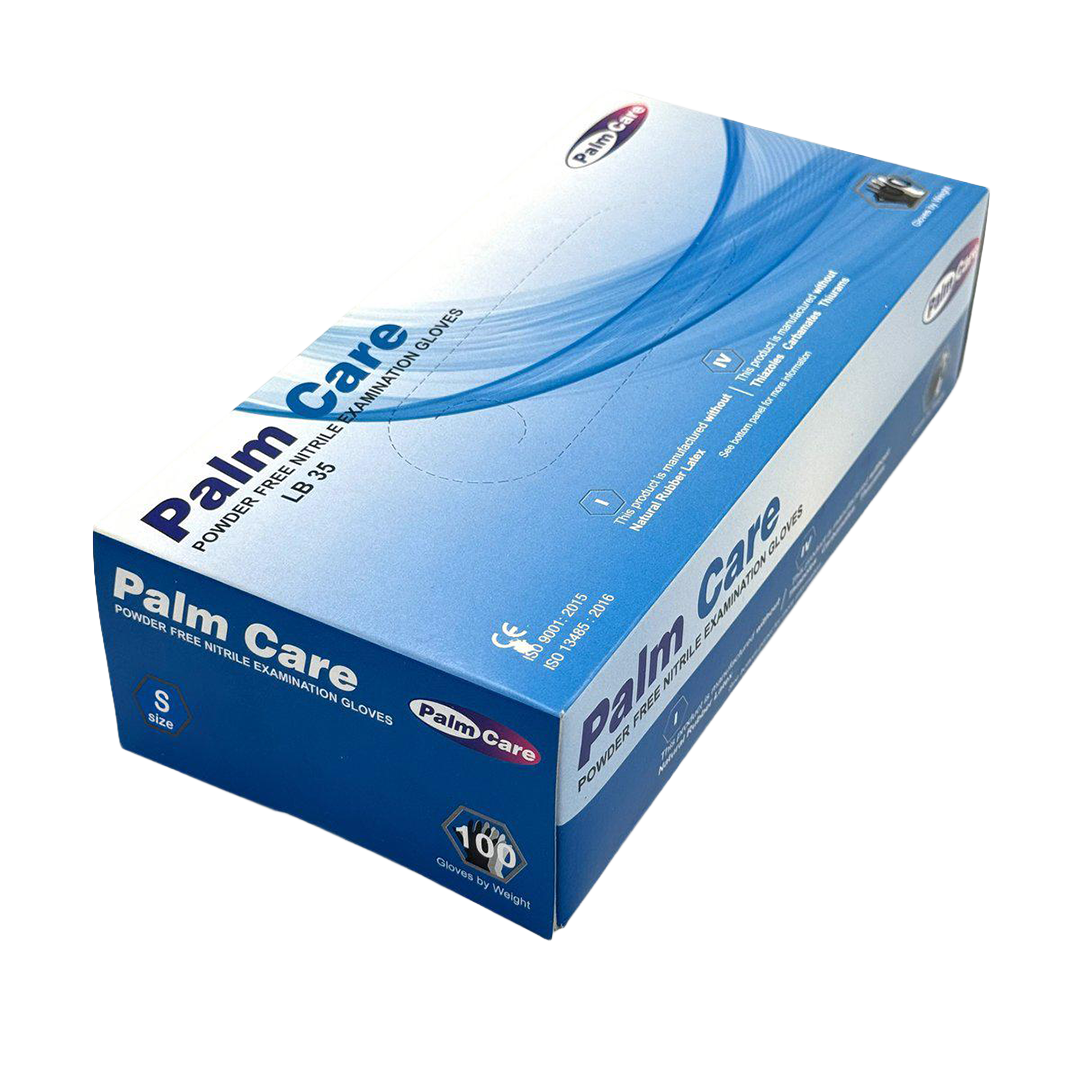 Nitrile  BLUE   Powder Free Examination Gloves   -Disposable's  PALM CARE -100 Pcs/Box -SMALL