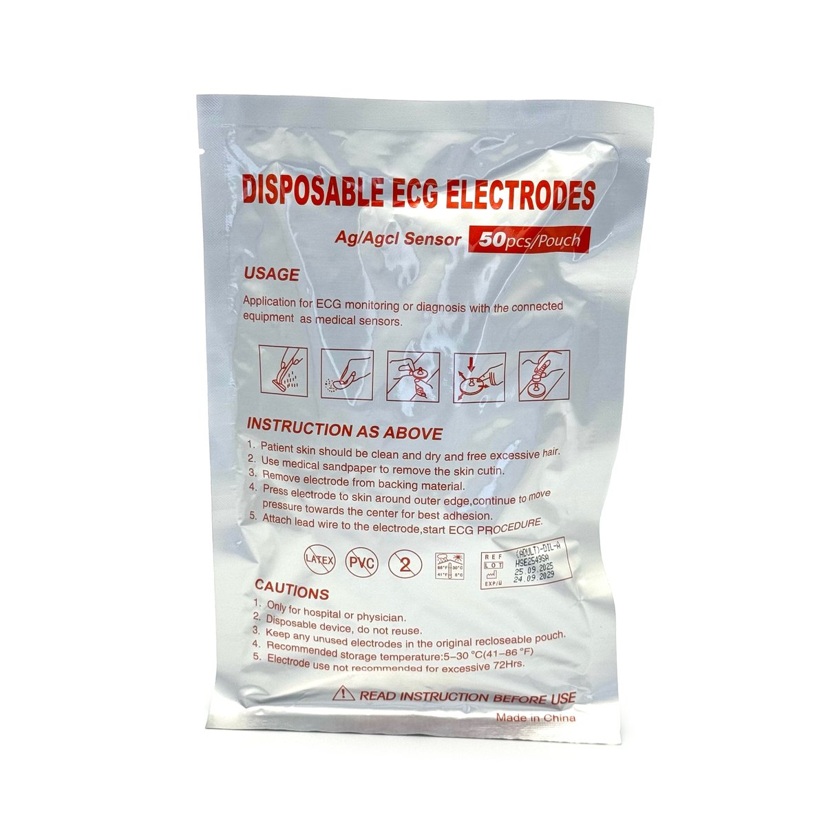 ECG electrodes Adult   Disposables -Ag/Agcl sensor  -50mmx30mm-(50 PCS/PKT)